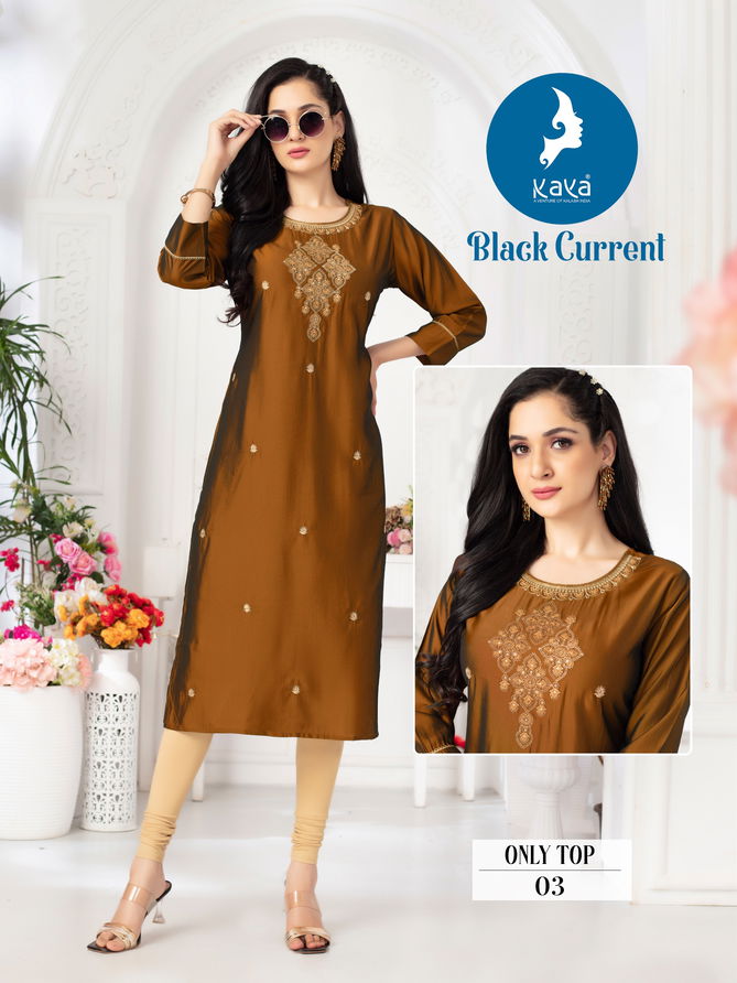 Black Current By Kaya Viscose Silk Kurti Wholesale Shop In Surat